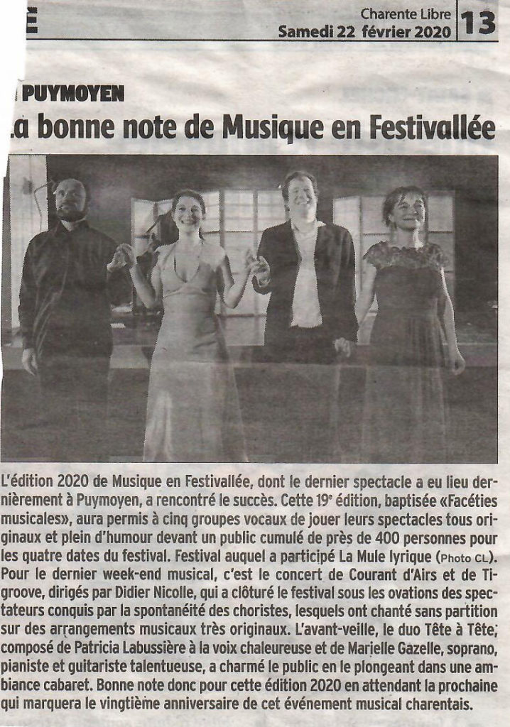 Charente-Libre - Musique en Festivallée 2020